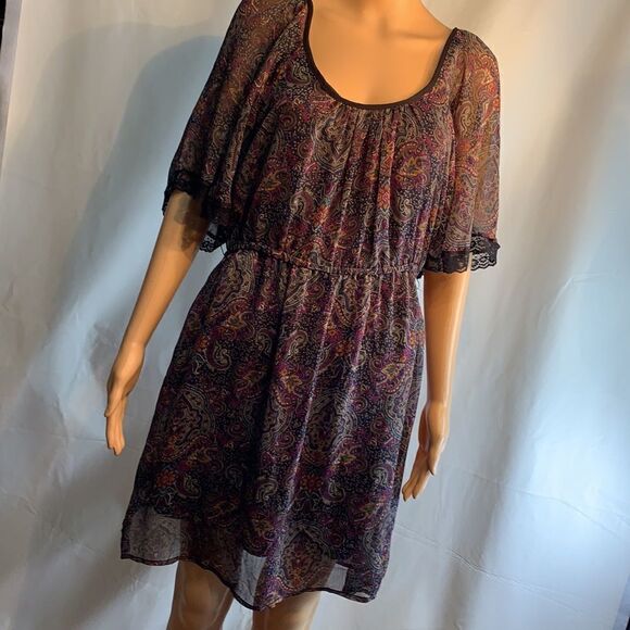 XHilaration Dress With Attached Slip Belt Loops Abstract Design Scoop Neck Large - Picture 2 of 15